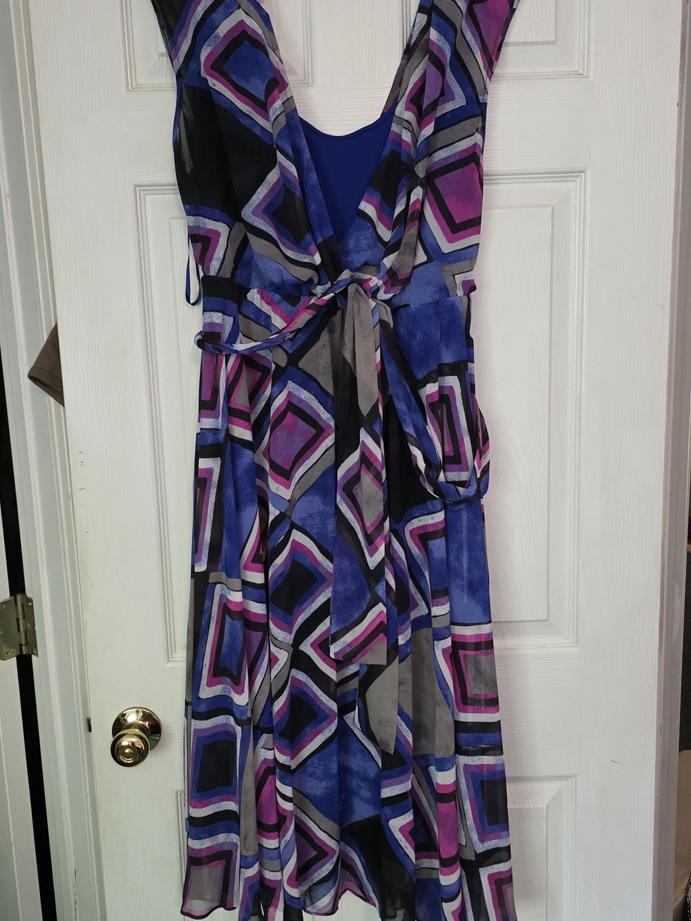 Lane Bryant Geometric Midi Dress in Blue, Pink and Black